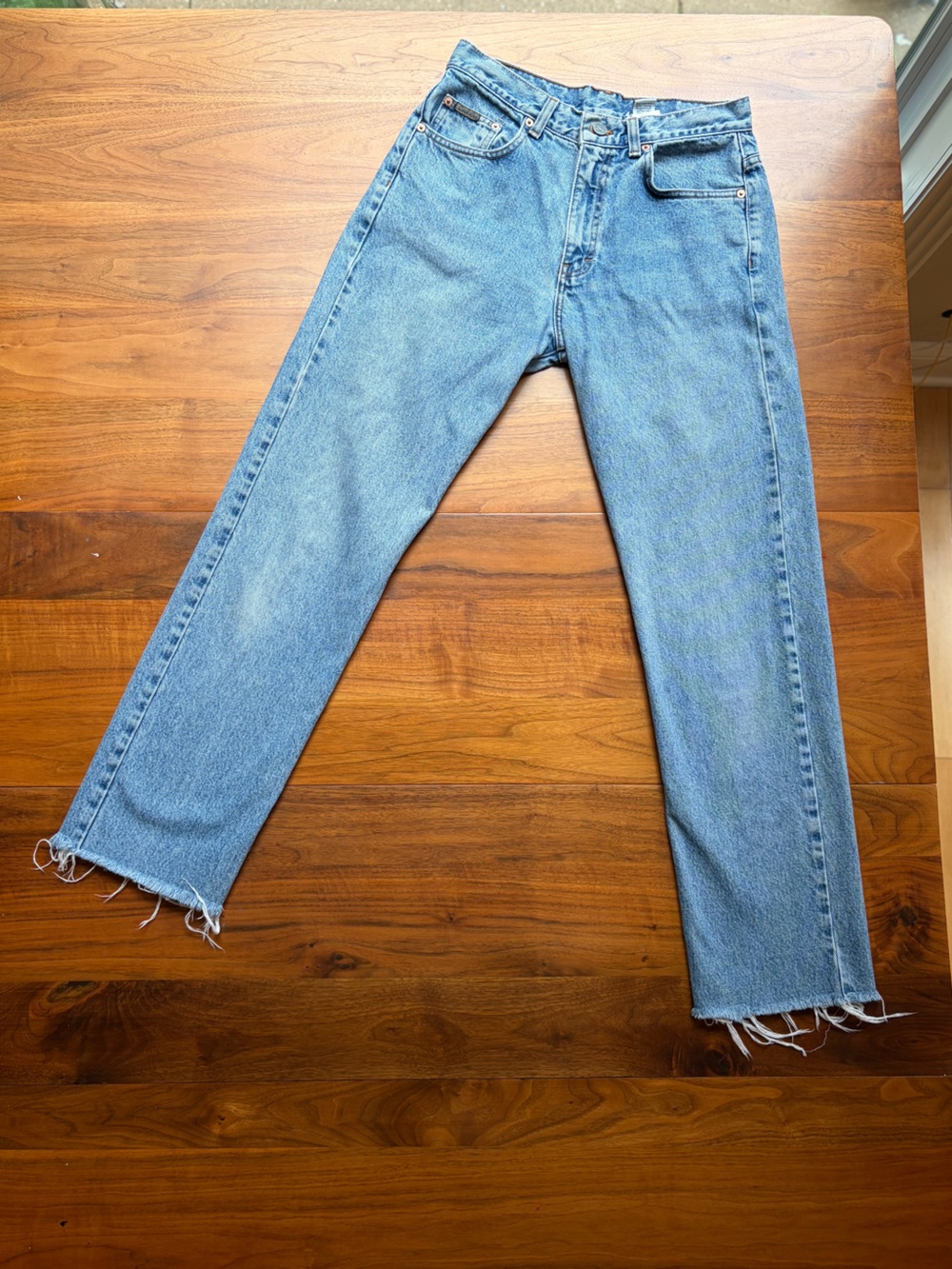 Vintage 90s Calvin Klein Jeans Womens 9 27x30 Double Stonewash Made USA Raw Hem